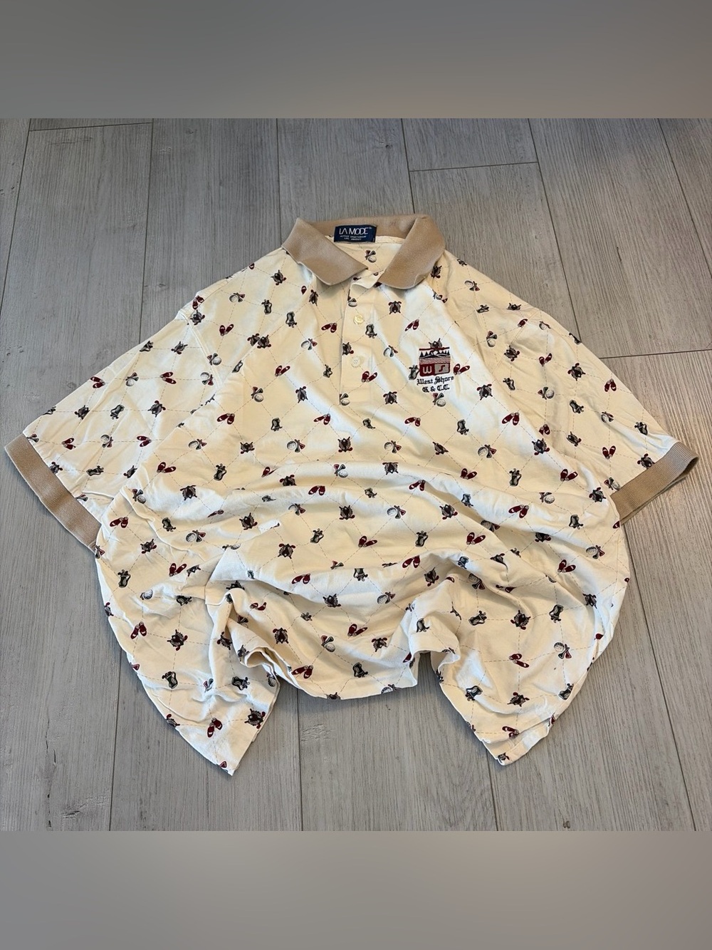 LA MAREE Cream Polo Shirt with Micro Print